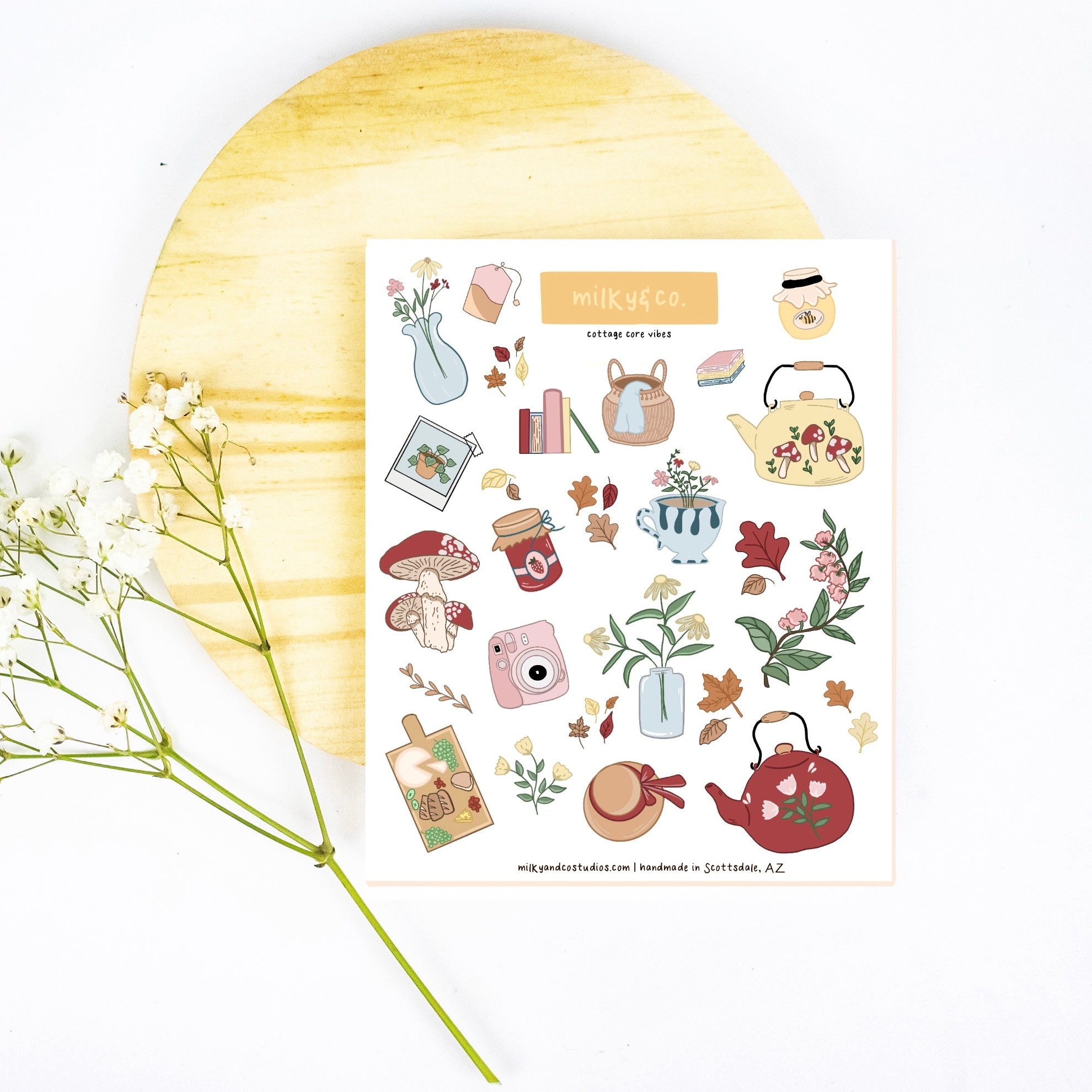 Cottage Core Vibes Sticker Sheet – Milky and Co. Studios