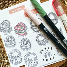 Load image into Gallery viewer, Decorate Your Own Heart Cakes - Sticker Sheet (Inspired by Bite Me Bakery)
