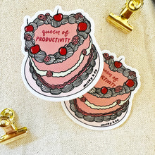 Load image into Gallery viewer, Queen of Productivity - Vintage Heart Cake - Waterproof Vinyl Sticker
