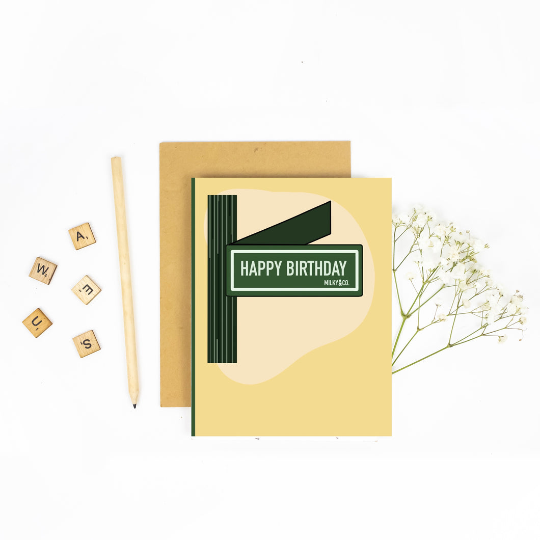Happy Birthday | Green Sign Greeting Card