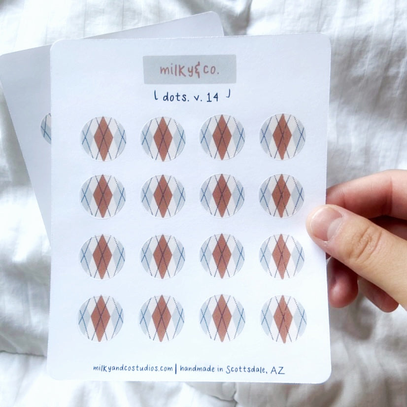 Plaid Patterned Dot Sticker Sheet
