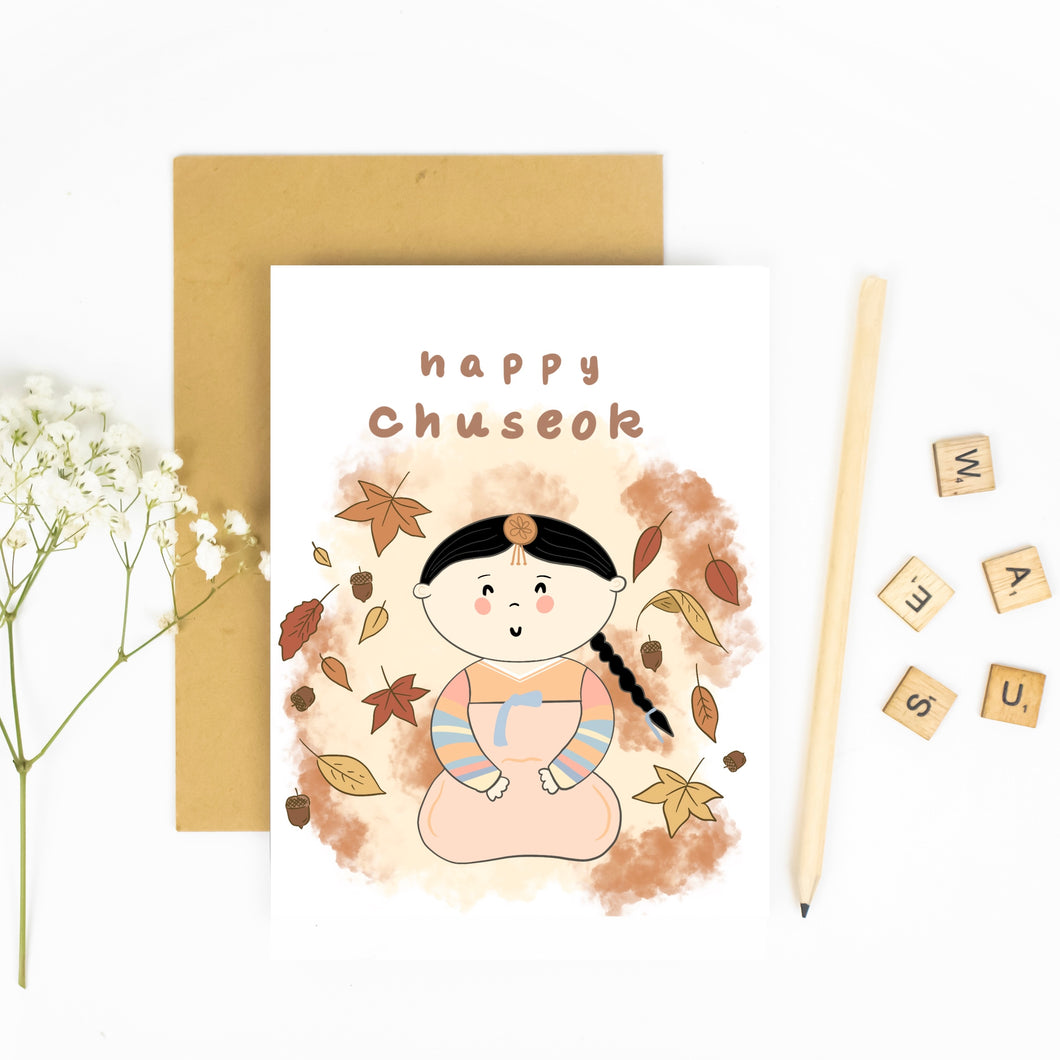 Happy Chuseok Hanbok Greeting Card