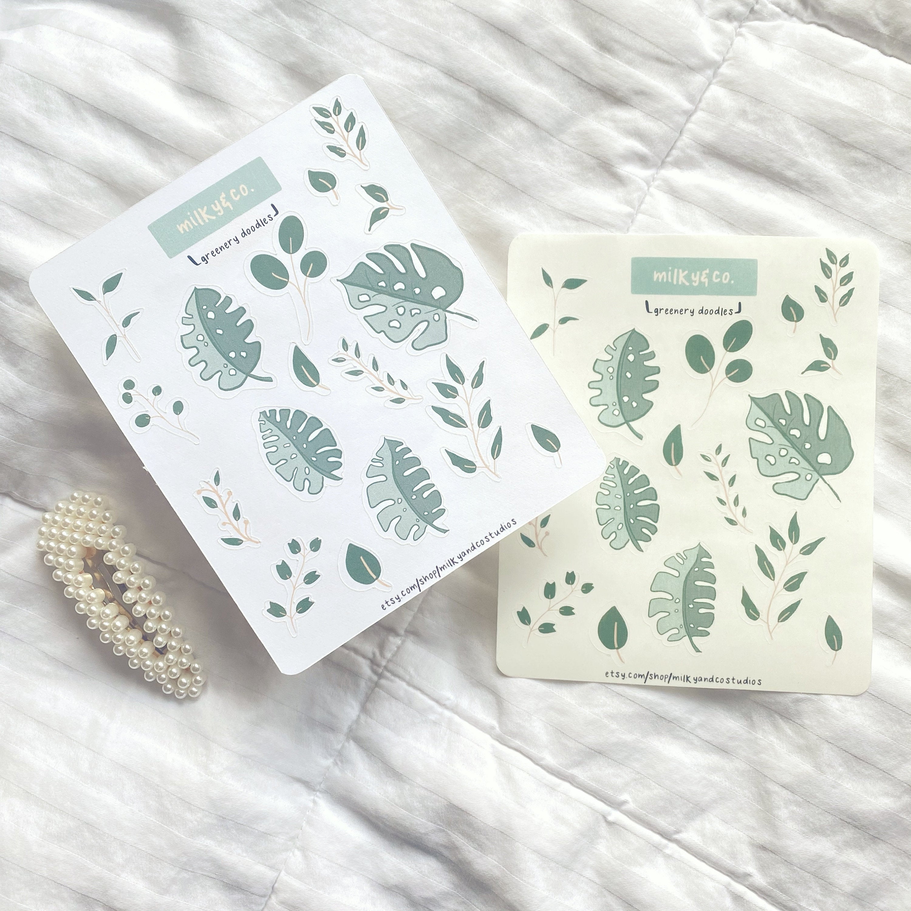 Greenery Doodles Sticker Sheet – Milky and Co. Studios